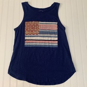 Lucky Brand American Flag Sleeveless Top - Large - Navy